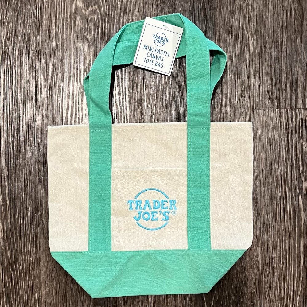 NWT Trader Joe's Mini Pastel Canvas Tote Bag